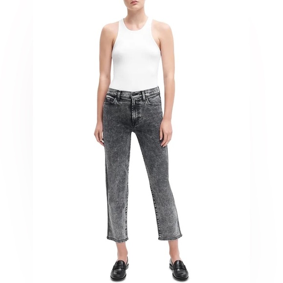 7 For All Mankind Women's High Waist Cropped Straight Jeans - Picture 5 of 9